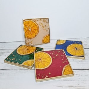 Elegant ORANGE SLICE Resin Coasters, Handmade Coasters
