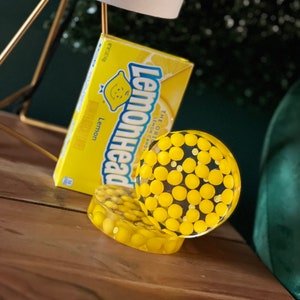 Real cute Colorful Candy set  of 2  real Lemon head Coasters ,  Table top decor, decorative decor , candy decor. Yellow home decor. Original